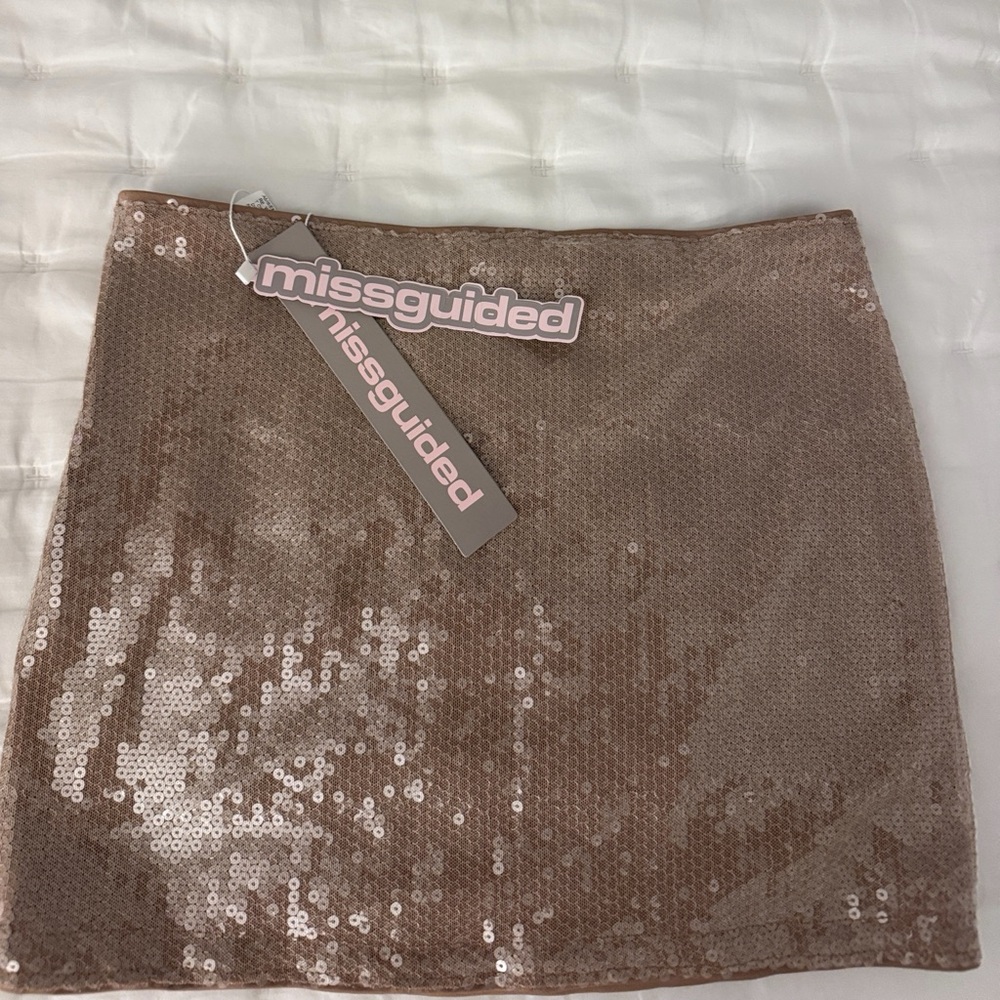Missguided Sequin Skirt - Shimmering Tan